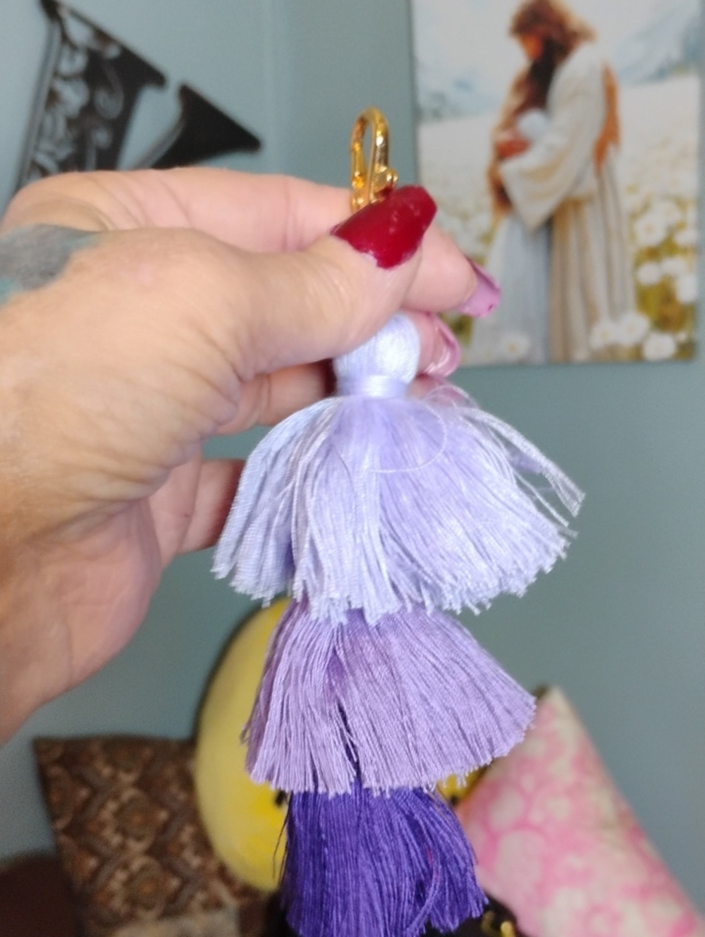 Lavender Ombre Tassel Keychain Bag Charm